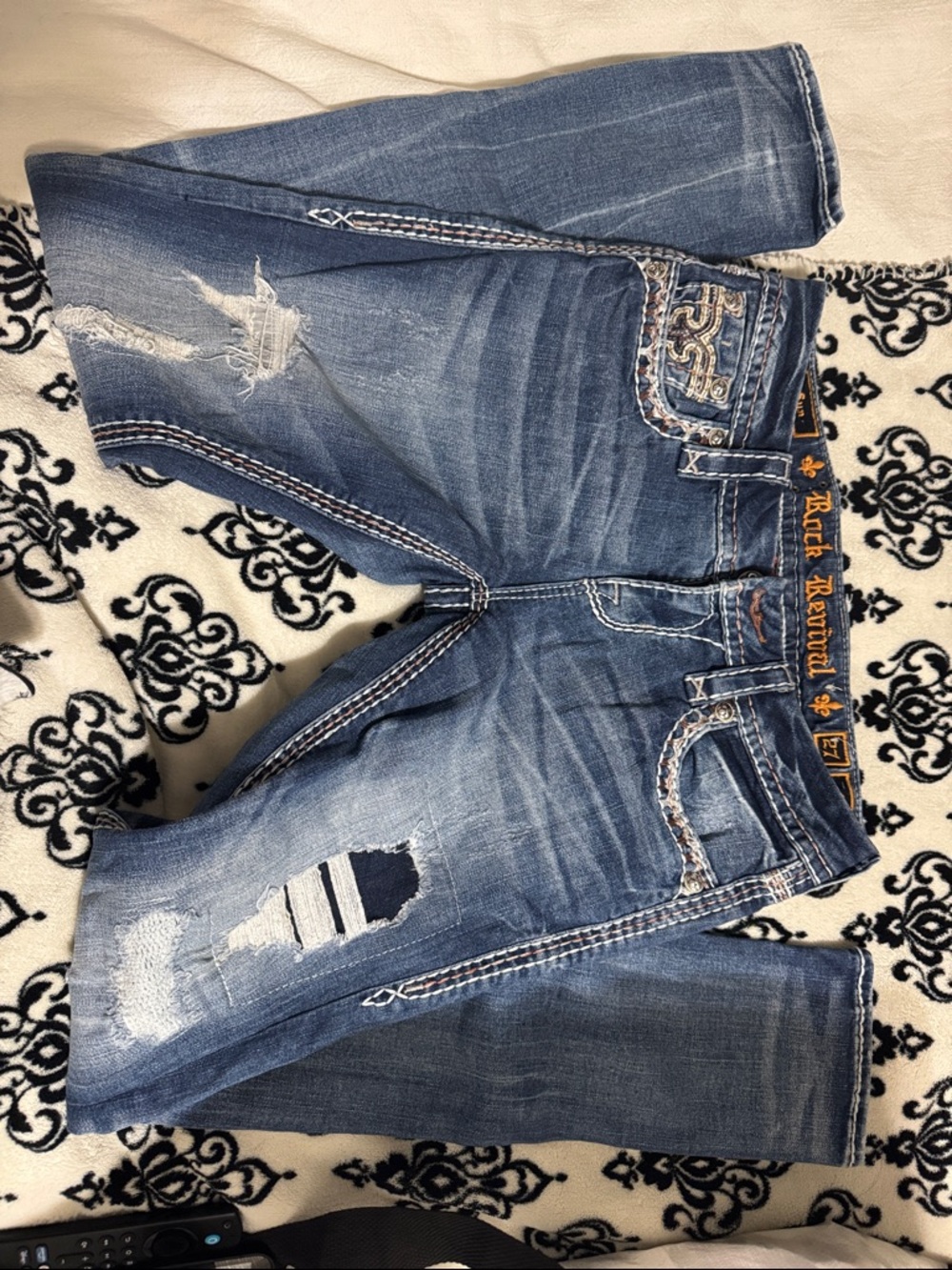 Rock Revival Women's Blue Distressed Boot Cut Jeans